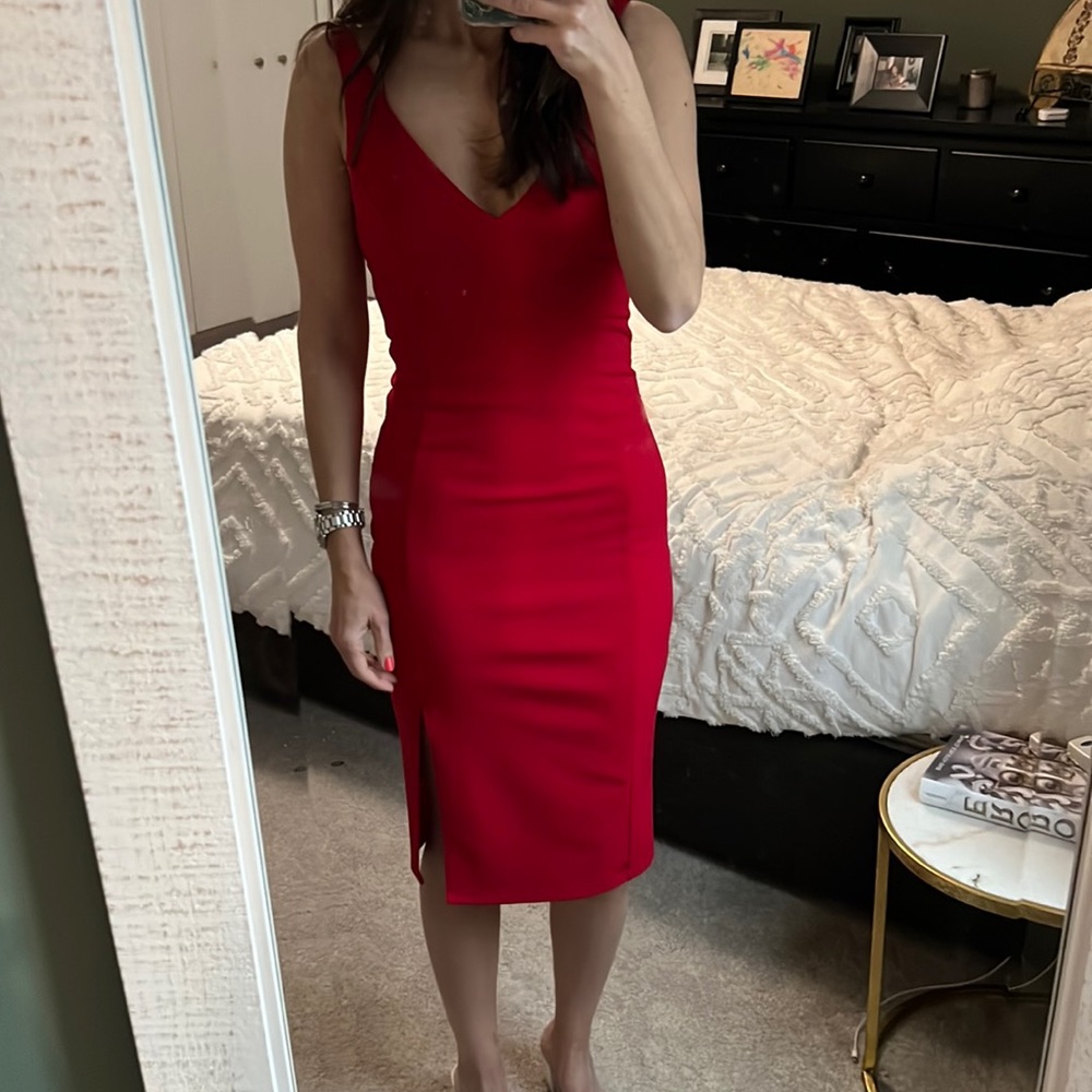 Red midi dress